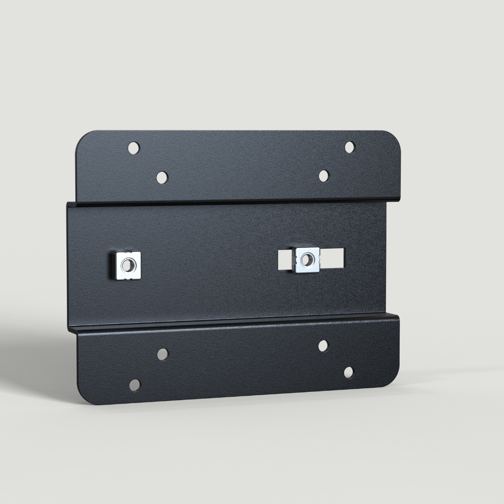 VESA Mount Adapter สําหรับ Pegboard - Premium Matte Black Powder-Coated Steel Bracket - ใช้งานร่วมกับ 75x75/100x100mm VESA Monitors - เหมาะกับ Pegboard Hole Spacing 75-100mm และ Hole Diame