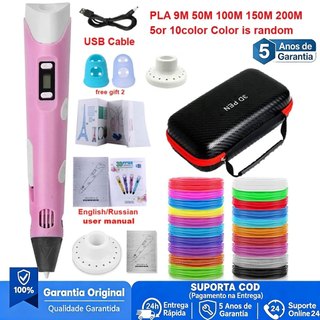 Caneta De Impressão Mágica 3D Grátis 10M DIY PLA Filamento Desenho Brinquedo Presente De Aniversário Criança ABS Tela LC