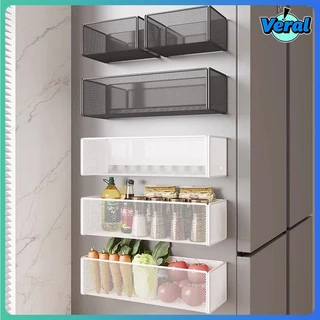 Veral🔥ชั้นแม่เหล็กติดข้างตู้เย็น กล่องเก็บผนังด้านข้างครัว แรงดูดสูง รับน้ำหนักดี เก็บซอส-เครื่องเทศได้ ไม่ต้องเจาะผนัง ชั้นวางของตู้เย็นแม่เหล็ก