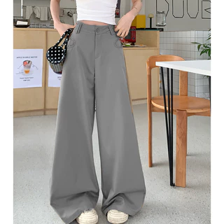 Laterme S-6XL กางเกง หลวม ขากว้าง ผู้หญิง กางเกงขายาว
