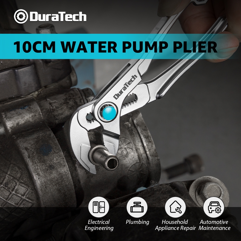 DURATECH คีมปั๊มขนาดเล็ก ดูราเทค 4" – ฟอสเฟตสีดํา, ขากรรไกรแบบปรับได้, ทนต่อการกัดกร่อนสําหรับประปาและ ทําเอง