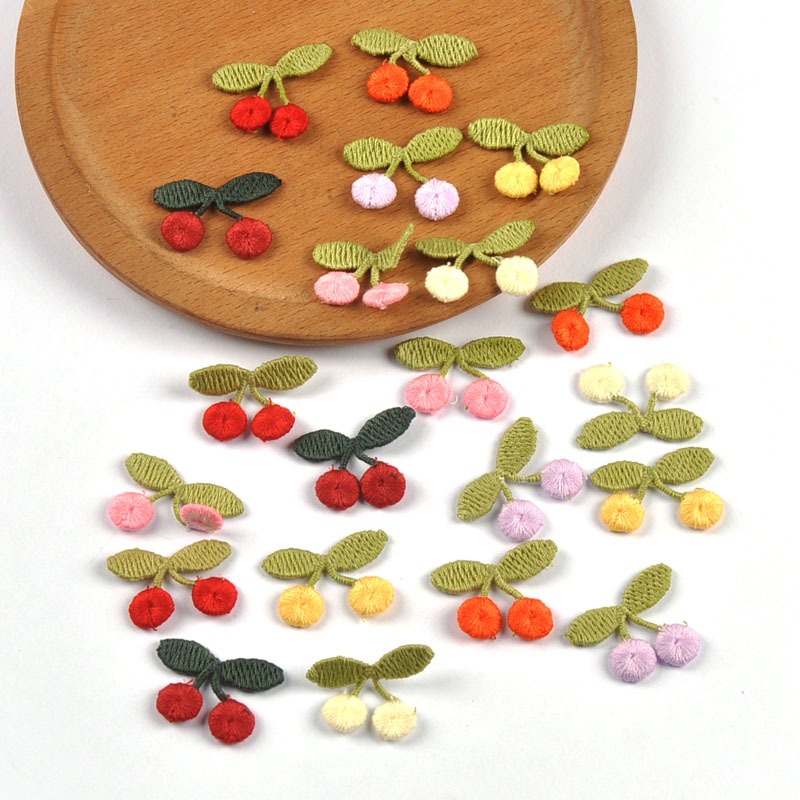 30pcs 2.9x2.1 ซม.Multicolor Cherry แพทช์ Embroideried Appliques เย็บอุปกรณ์เสริมเสื้อผ้า Hairpin DIY อุปกรณ์เสริมตกแต่ง CP4328