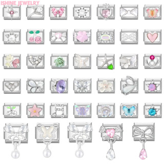 สร้อยข้อมือสแตนเลส DIY ตกแต่งด้วยดอกไม้และผีเสื้อ charm สีขา…