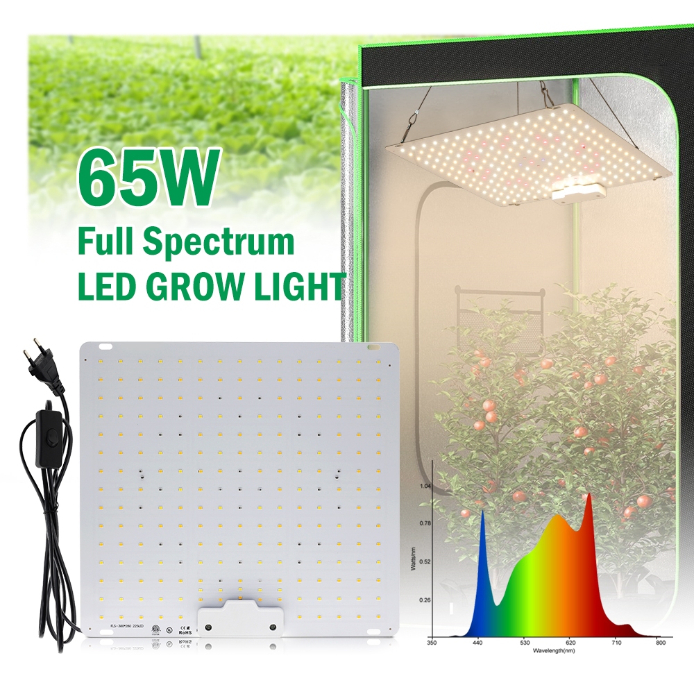 ไฟ LED Grow Light Quantum UV IR Chip LM281B 65W IP65 โคมไฟไฟโตเต็มสเปกตรัมสําหรับเรือนกระจกโคมไฟการเ