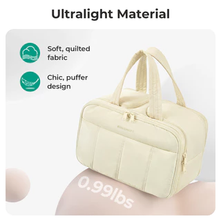 BAGSMART กระเป๋าห้องน้ำท่องเที่ยวกระเป๋าห้องน้ำขนาดใหญ่สำหรับผู้หญิงผู้จัดกระเป๋าเครื่องสำอางเบา