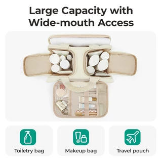 BAGSMART กระเป๋าห้องน้ำท่องเที่ยวกระเป๋าห้องน้ำขนาดใหญ่สำหรับผู้หญิงผู้จัดกระเป๋าเครื่องสำอางเบา