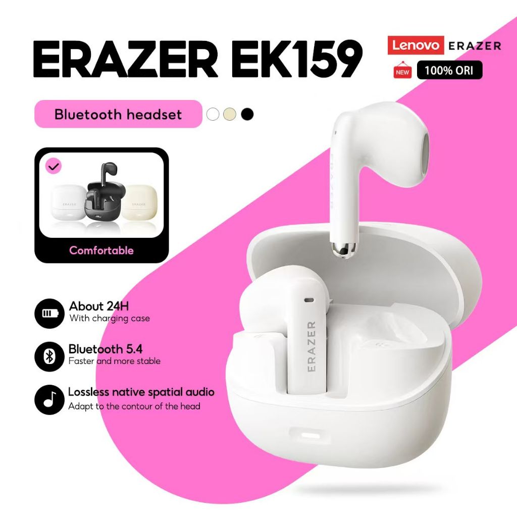 Lenovo ERAZER EK159 หูฟังบลูทูธไร้สาย True HD สเตอริโอ HIFI Latency ต่ําพร้อมไมโครโฟนบลูทูธ 5.4