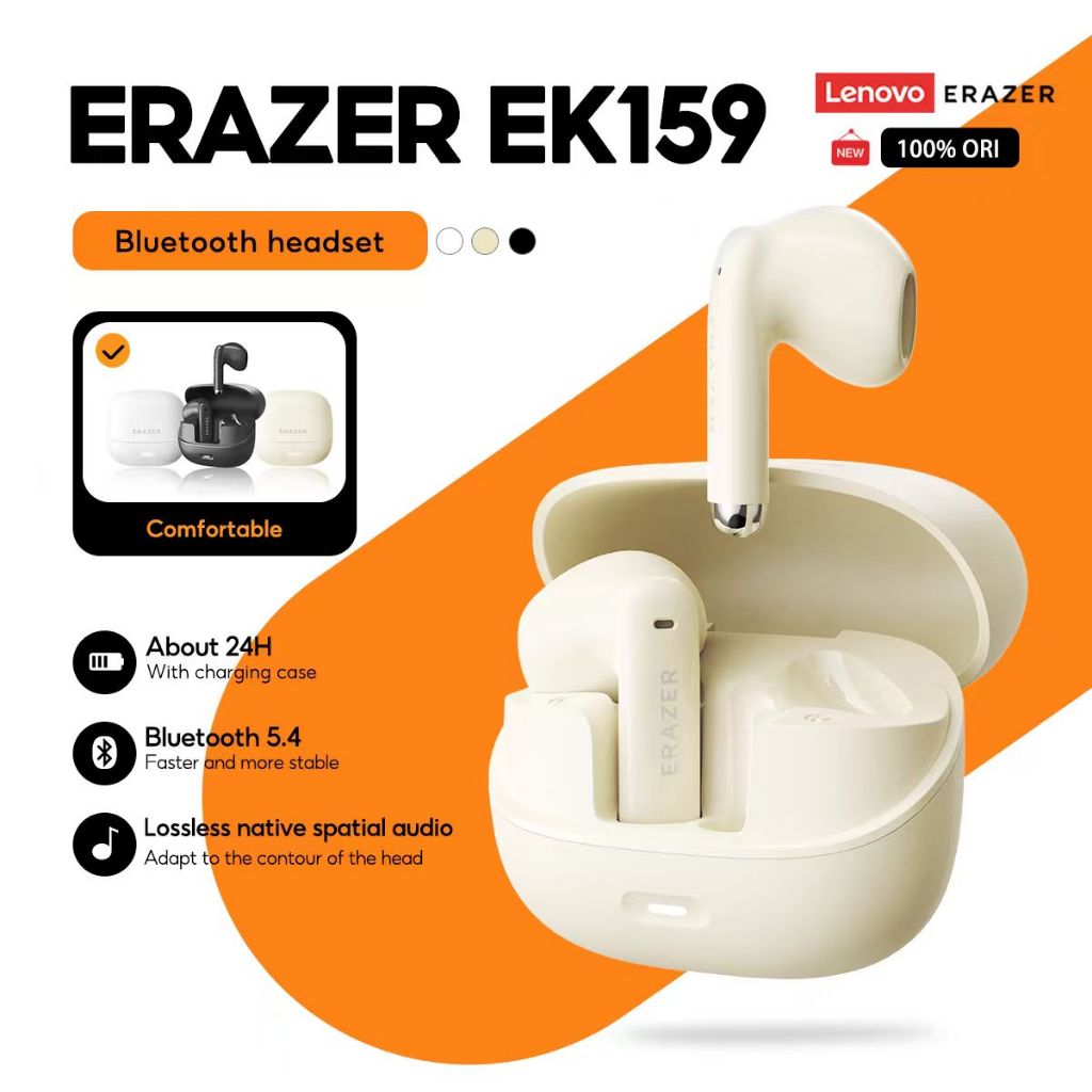 Lenovo ERAZER EK159 หูฟังบลูทูธไร้สาย True HD สเตอริโอ HIFI Latency ต่ําพร้อมไมโครโฟนบลูทูธ 5.4