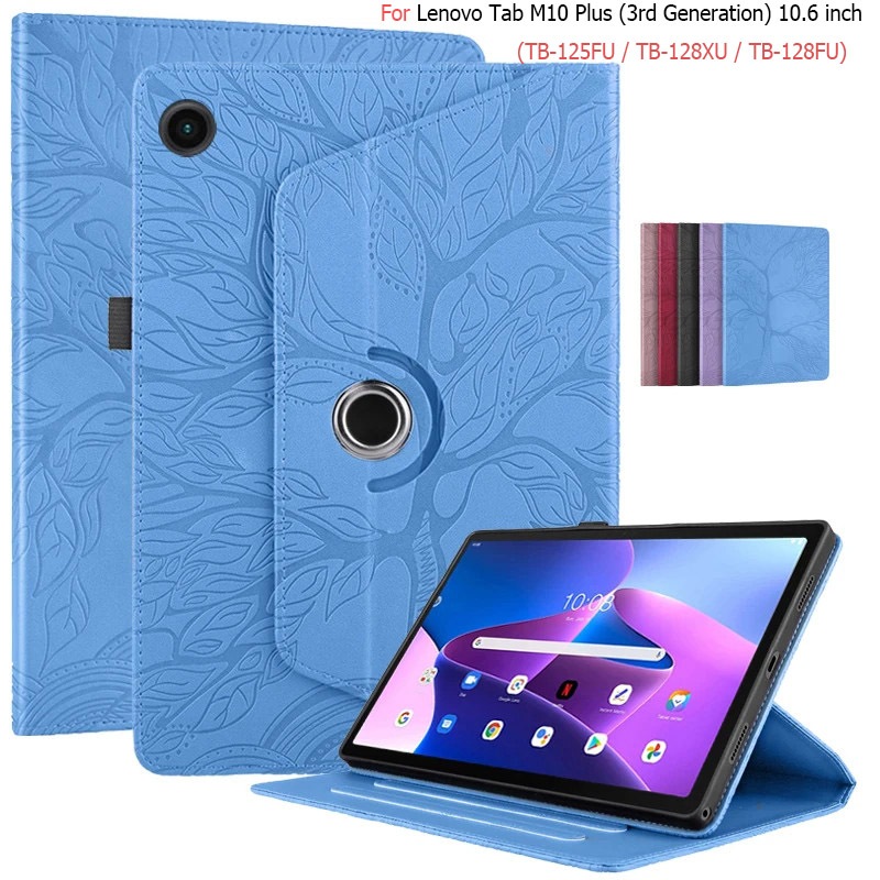 สําหรับ Lenovo Tab M10 Plus 3rd Gen TB125FU กรณีต้นไม้นูน 360 องศาหมุนสําหรับ Lenovo Tab M10 Plus กร
