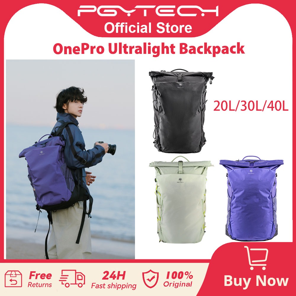 【ร้านค้าอย่างเป็นทางการ】PGYTECH OnePro Ultralight ขนาด กระเป๋าเป้กล้อง 20/30/40 ลิตร --- กระเป๋าขยายได้สำหรับช่างภาพ เดินทางกลางแจ้ง พร้อมผ้าคลุมกันฝน ช่องแบ่ง และช่องใส่แล็ปท็อปขนาด 14-16 นิ้ว ใช้ได้กับกล้อง DSLR/โดรน/กล้องมิเรอร์เลส สีดำ เขียว ม่วง
