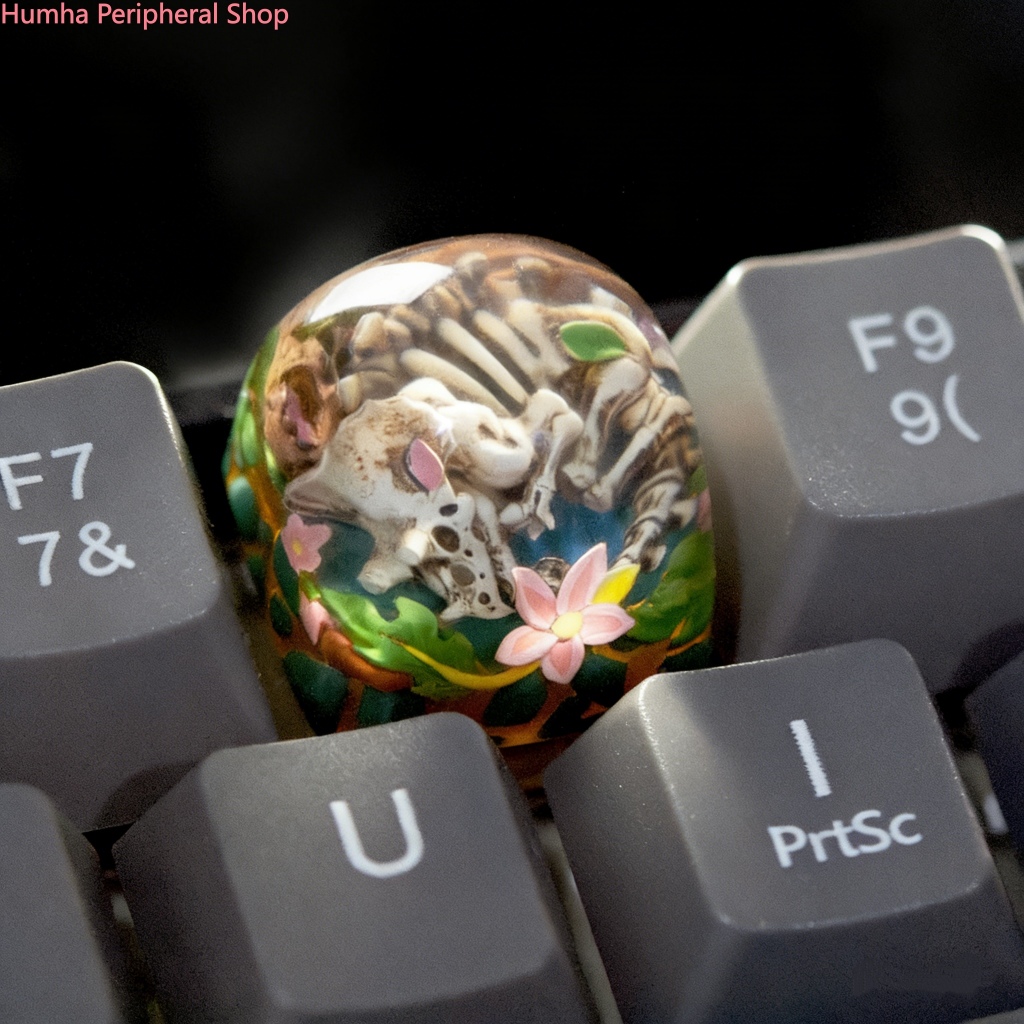 Humha artisan keycap Triceratops แฮนด์เมด เรซิ่น คีย์แคปส่วนบุคคล คีย์แคปที่กําหนดเอง คีย์บอร์ด