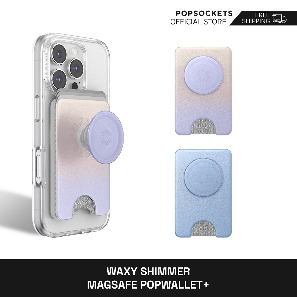 PopSockets Waxy Shimmer PopWallet+ for MagSafe | The Premium Phone Grip and Phone Wallet | MagSafe Phone Stand and MagSafe Phone Mount Compatible