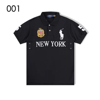เสื้อโปโล เสื้อยืดแขนสั้นผู้ชาย ร.ล ฤดูร้อนธุรกิจสบายๆผ้าฝ้ายแท้เมืองปักปกเสื้อโปโลด้านบน