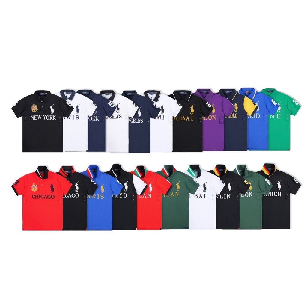 ผ้าฝ้ายแท้เสื้อโปโลผู้ชายแขนสั้นเสื้อยืดฤดูร้อนลูกปัดตาข่า รูปที่ 4