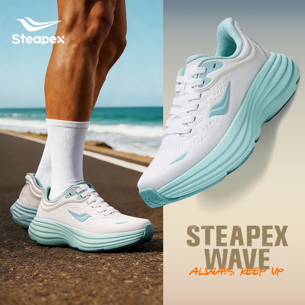 STEAPEX WAVE รองเท้าวิ่งชายหญิง เหมาะสำหรับการฝึกเบาๆ และใส่ประจำวัน ระบายอากาศดี ไม่อับ เทคโนโลยีลดแรงกระแทกมั่นคง
