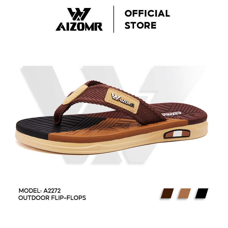 AIZOMR  รองเท้าแตะผู้ชาย แบบหนีบ ดีไซน์ดั้งเดิม กันลื่น แห้งไว ทนทาน เหมาะกับใส่กลางแจ้ง ชายหาด มีสไตล์และเรียบง่าย รุ่น A2272
