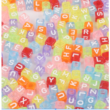 ลูกปัดอะคริลิค ทรงสี่เหลี่ยม ลายตัวอักษรภาษาอังกฤษ สุ่มสี สําหรับทําเครื่องประดับ แฮนด์เมด DIY