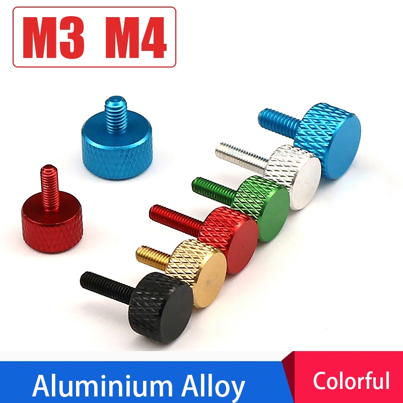 Knurled Thumb Screw M3 M4 อลูมิเนียม Hand Grip Knob สกรู DIY กระชับสลักเกลียวความยาว 6 มม.-16 มม.