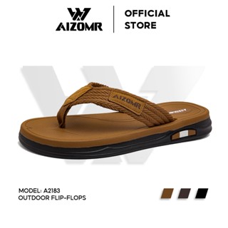 AIZOMR รองเท้าแตะผู้ชาย ทําจาก EVA/PVC สีทึบ กันลื่น แห้งเร็…