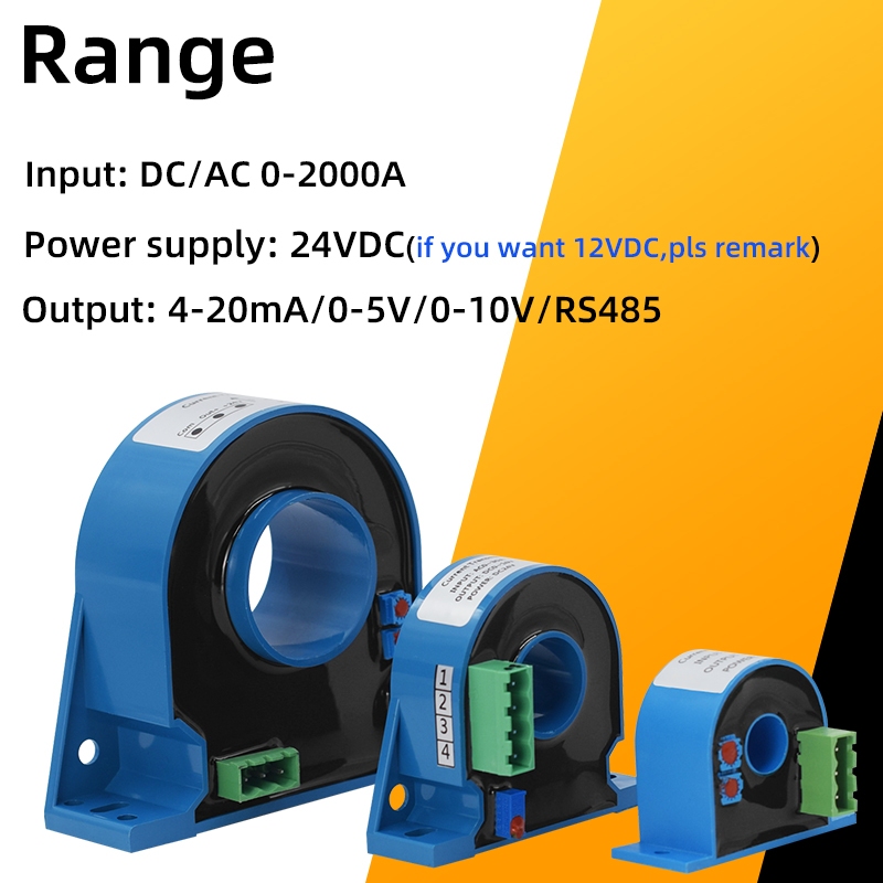 35 มม.แยก hall effect DC Current เครื่องส่งสัญญาณ 4-20mA ปิด loop Current transducer sensor 10A 20A