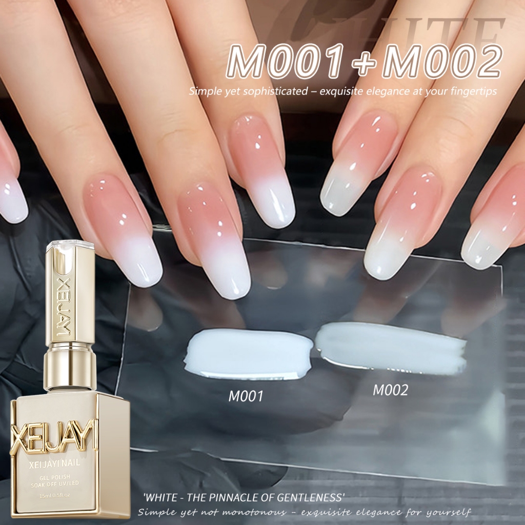 XEIJAYI 15ml โปร่งใสสีขาวและน้ํานมสีขาวเจลยาทาเล็บเหมาะสําหรับร้านทําเล็บและใช้ทุกวัน