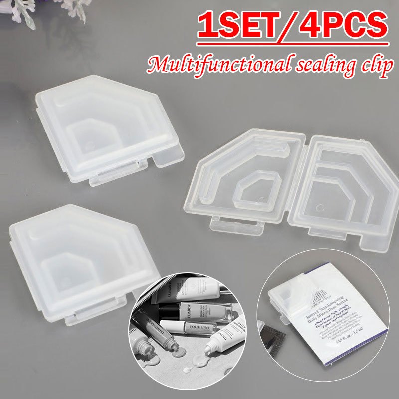 4ชิ้นแพ็คมัลติฟังก์ชั่เครื่องสําอางตัวอย่างปิดผนึกคลิป-ป้องกันการรั่วปิดผนึกประหยัดพื้นที่กระเป๋าถือ/หลอดปิดผนึกคลิป-ขนาดกะทัดรัดการจัดเก็บเดินทางกระเป๋ากิ - รูปที่ 7