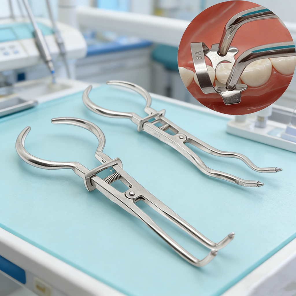 ยางทันตกรรม Dam Clamp Forceps สแตนเลสแยกคีม Matrix Clamp Matrice Forceps