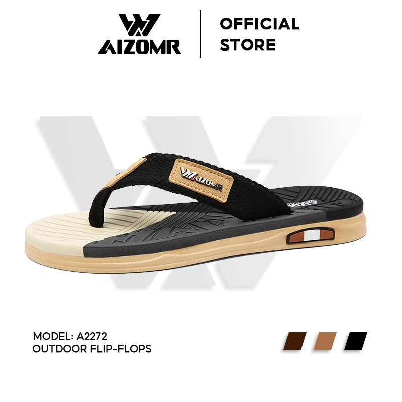 AIZOMR รองเท้าแตะผู้ชาย แบบหนีบ ผลิตจากวัสดุ อีวา กันลื่น นุ่มสบาย พร้อมดีไซน์บล็อกสี รุ่น A2272