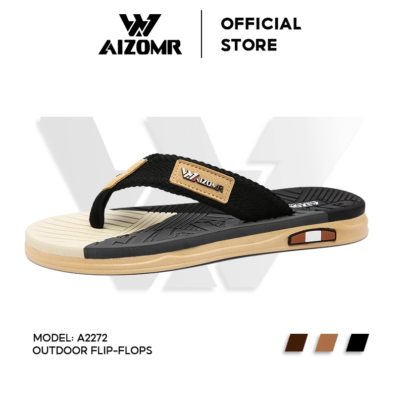 AIZOMR รองเท้าแตะผู้ชาย แบบหนีบ ผลิตจากวัสดุ อีวา กันลื่น นุ่มสบาย พร้อมดีไซน์บล็อกสี รุ่น A2272