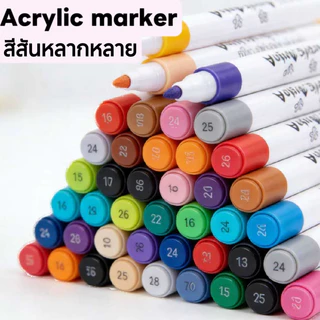 ปากกามาร์กเกอร์สีอะคริลิค 12/24/36/48/60 สี - 50% หมึกเพิ่มเติมกันน้ําสูง Opacity | อุปกรณ์ศิลปะและ DIY