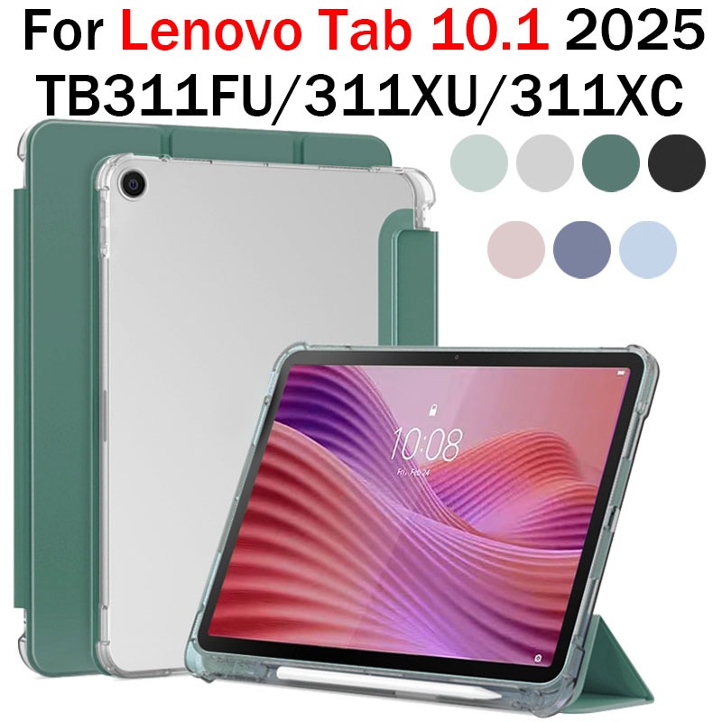 สําหรับ Lenovo Tab 10.1 TB311FU TB311XU TB311XC 2025 แท็บเล็ตโปร่งแสงช่องเสียบปากกา Flip Cover Case