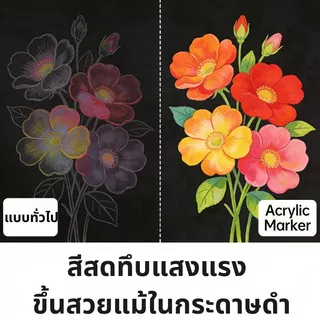 เครื่องหมายสีอะคริลิค 12/18/24/36/48 สี-สูง ความอ่อนแอ กันน้ําไม่มีกลิ่น | อุปกรณ์การเรียนศิลปะ DIY