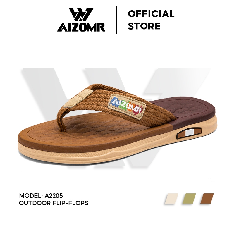 AIZOMR รองเท้าแตะผู้ชายแบบหนีบ ดีไซน์ดั้งเดิม พื้นโฟม นุ่มสบาย กันลื่น วัสดุ EVA รุ่น A2205
