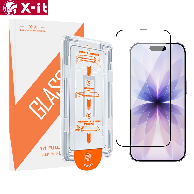 X-IT สําหรับ iPhone 18 17 17e 16e 16 15 14 13 12 11 Pro Max ป้องกันหน้าจอกระจกนิรภัย, [การล้างฝุ่นอัตโนมัติ, 0 ฝุ่นและฟอง] ป้องกันรอยขีดข่วน, Max Coverge ป้องกันหน้าจอ