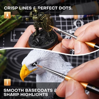 Golden Maple 100% Kolinsky Sable Miniature Detail Paint Brush Set for Gift,Arrow Tip for Precordering,สําหรับสีน้ําและสีตามตัวเลข, Citadel, หุ่น, 40k