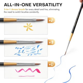 Golden Maple 100% Kolinsky Sable Miniature Detail Paint Brush Set for Gift,Arrow Tip for Precordering,สําหรับสีน้ําและสีตามตัวเลข, Citadel, หุ่น, 40k