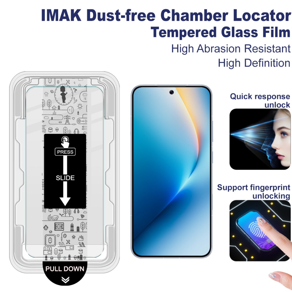 Imak Honor Win 5G Honor Win RT 5G Dust Free Chamber Locator ฟิล์มกระจก Huawei ปลดล็อคลายนิ้วมือ 9H ฟ