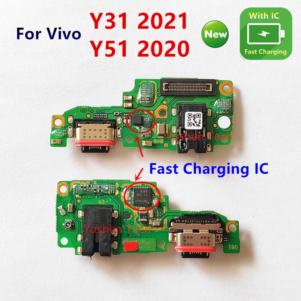 บอร์ดชาร์จสําหรับ Vivo Y31 2021/Y51 2020 USB Dock Charger Port ขั้วต่อแบบยืดหยุ่นอินเทอร์เฟซซ็อกเก็ตไมโครโฟนบอร์ดชาร์จ pad