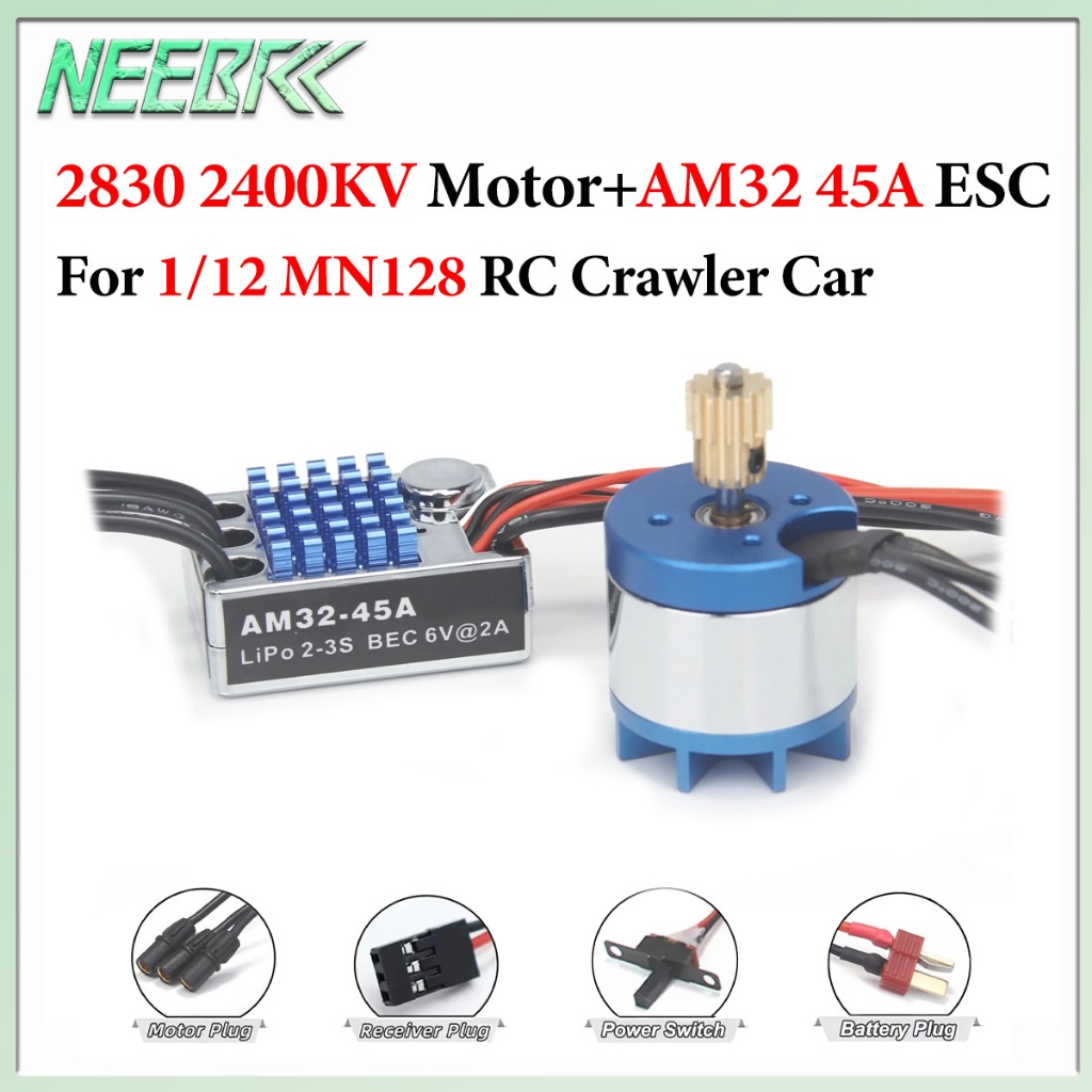 NEEBRC 2830 2400KV Outrunner มอเตอร์ไร้แปรง 14T เกียร์ AM32 45A ESC BEC T ปลั๊กสําหรับ 1/10 RC Crawl