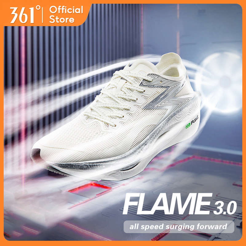 361 Degrees Flame 3.0 SpongeBob SquarePants ซีรีส์ รองเท้าวิ่งมาราธอนสำหรับผู้ชายพร้อมแผ่นคาร์บอนสำห