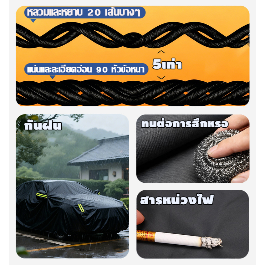 🚗การคุ้มครองสงกรานต์🚗ผ้าคลุมรถ ผ้าคลุมรถยนต์  หนา5ชั้น ทุกรุ่น เก๋ง กะบะ ผ้าคลุมรถเก๋ง ผ้าคลุมรถ Car Cover - รูปที่ 3