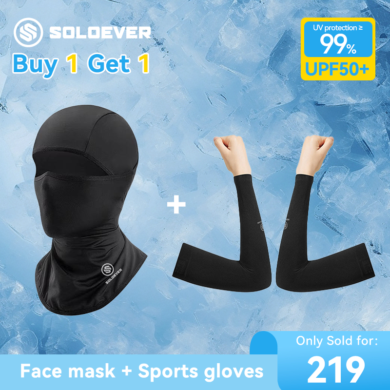 【TH Delivery】SOLOEVER ปลอกแขนกันแดด มาส์กป้องกันแสงแดด สไตล์ดึงลง พร้อมป้องกันแสงแดด UPF50 กันลม เหมาะสำหรับกิจกรรมกลางแจ้ง เหมาะสำหรับออกกำลังกายแ