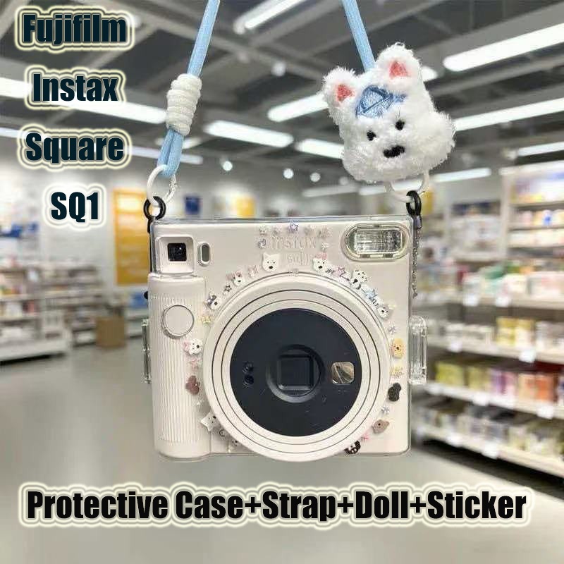 เคสป้องกันน่ารักพร้อมสายคล้องสําหรับ Fujifilm Instax Square SQ1 เคสคริสตัลใส