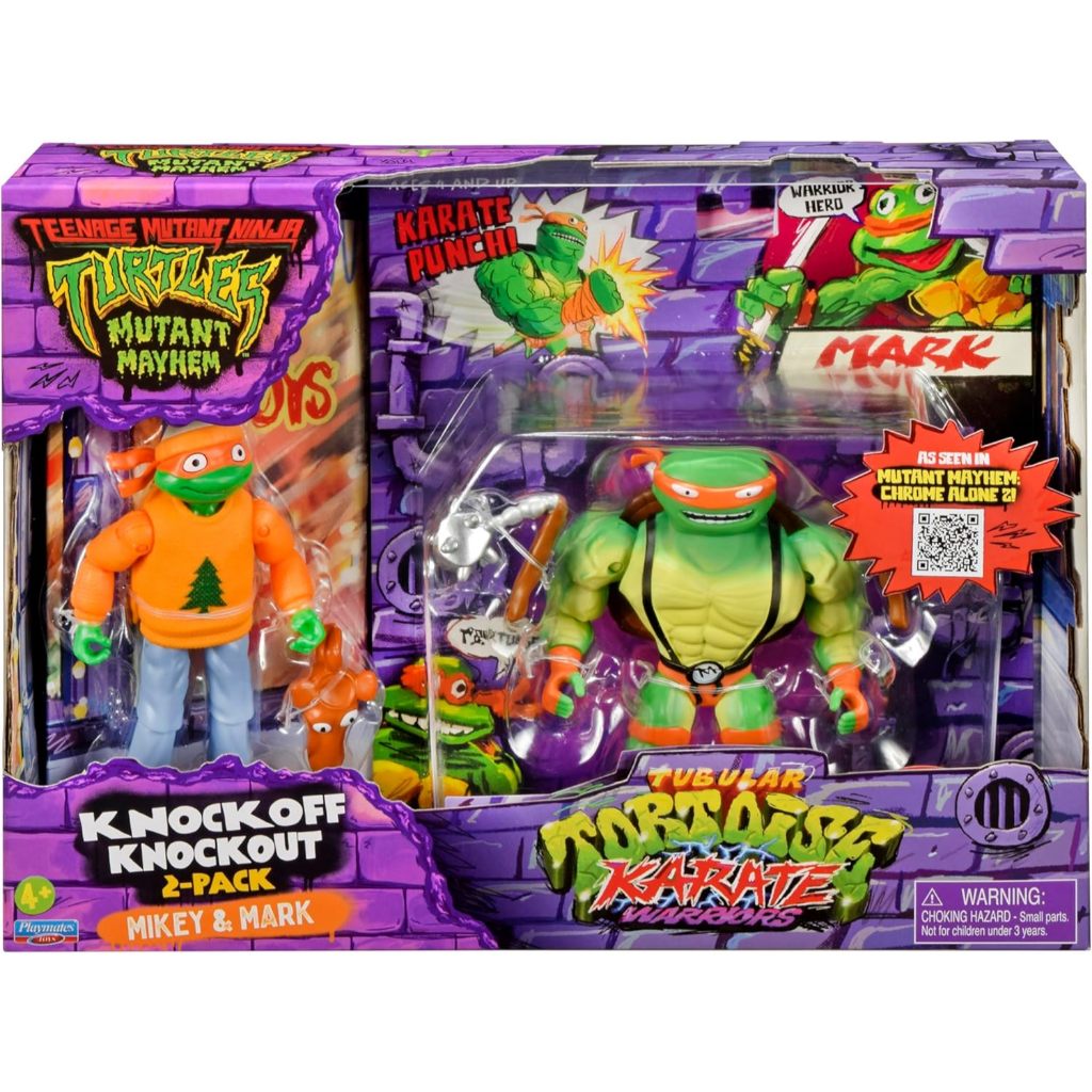 Teenage Mutant Ninja Turtles Mutant Mayhem Tubular Tortoise Karate Warriors Mikey & Mark Action Figu