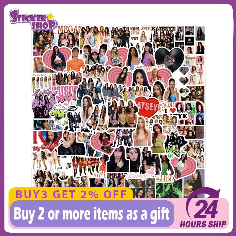 124PCS Kpop สาวเกาหลีกลุ่ม KATSEYE สติกเกอร์ DIY โทรศัพท์ถ้วยน้ําสติกเกอร์กันน้ําพัดลมของขวัญ