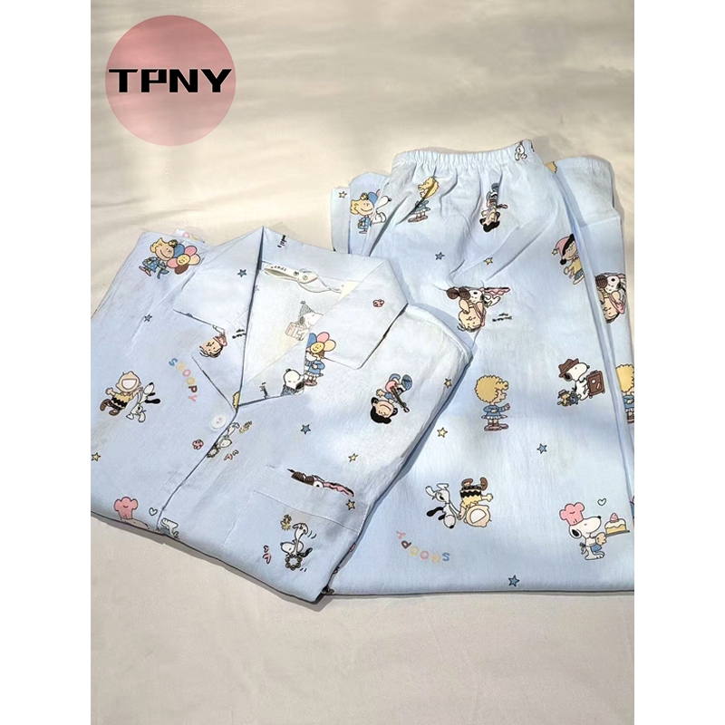 [TPNY] FASHION LOUNGEWEARสูทลำลองนุ่มสบายสำหรับหญิง พิมพ์การ์ตูน Snoopy ในสไตล์เกาหลี