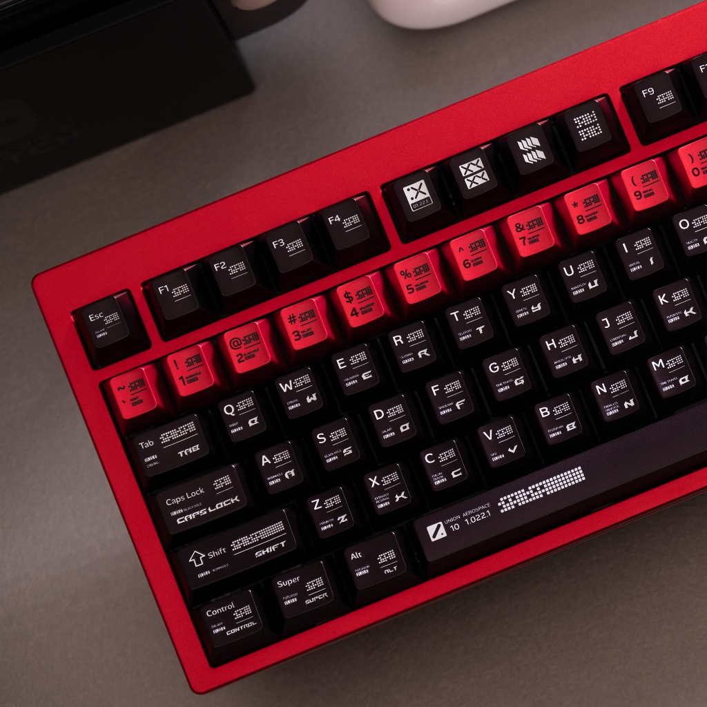 Parameterization Keycaps สีดําสีแดงโลหะ Glossy PBT Keycap สําหรับคีย์บอร์ดแบบกลไก