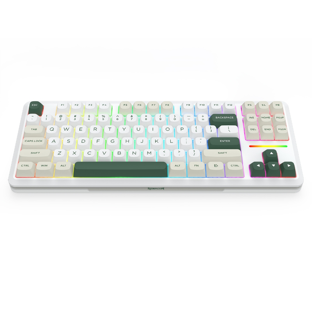 Redragon K734 แบบมีสาย + 2.4G + BT 87 คีย์ RGB PRO ปะเก็น Southfacting LED คีย์บอร์ดเครื่องกล