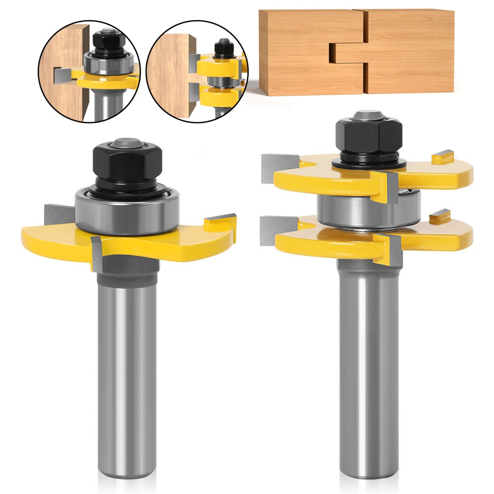2PCS 6/6.35/8/12/12.7mm Shank Joint Assembly Router Bit ชุดลิ้น & Groove T-Slot Milling เครื่องตัดสํ