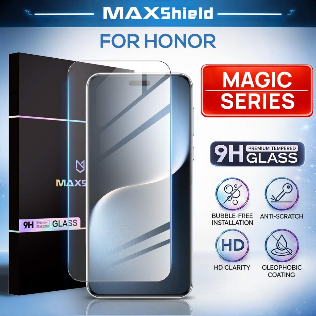 2 แพ็คสําหรับ Honor Magic V6 V5 V3 V2 Magic 8Pro 7Pro 6Pro 5Pro 4Pro ป้องกันหน้าจอโค้งสีดําขอบกระจกน
